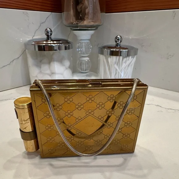 Vintage Art Deco 50’s Gold Toned Cigarette, Lipstick, Compact Case with Comb. - Picture 1 of 8